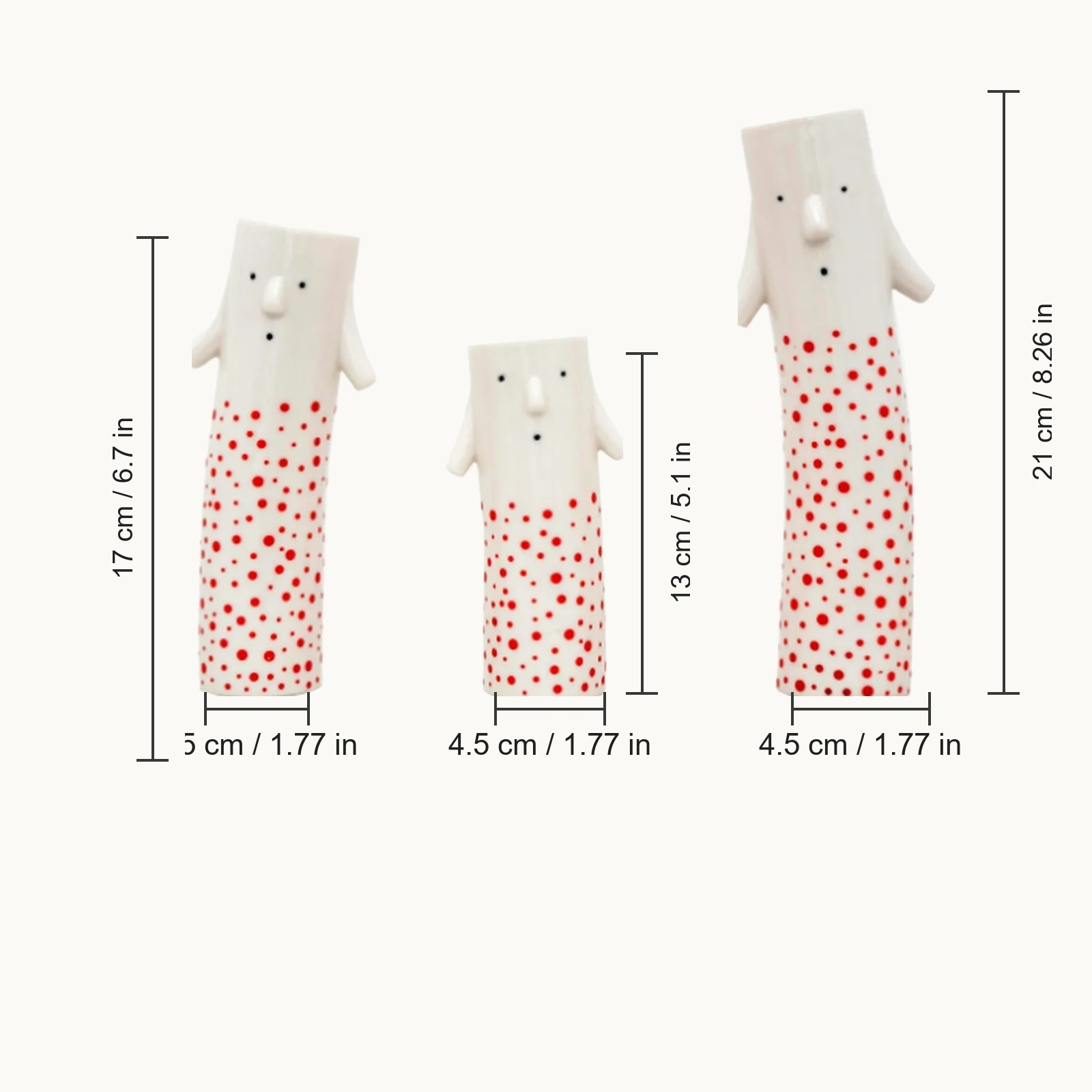 MOUGIGI red dot family face vase set product dimensions