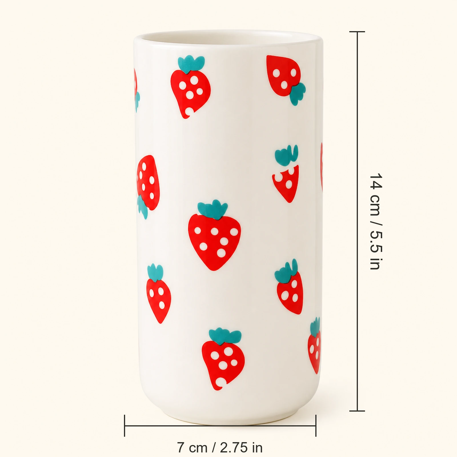 MOUGIGI strawberry ceramic vase dimensions 14 cm tall and 7 cm wide