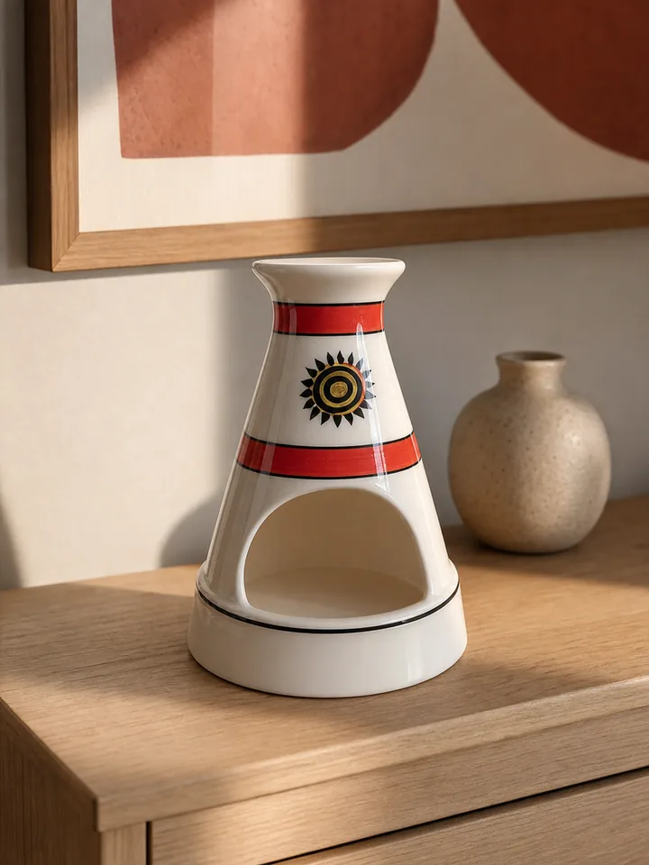 White Ceramic Sun Motif Palo Santo Holder & Incense Burner styling idea 3