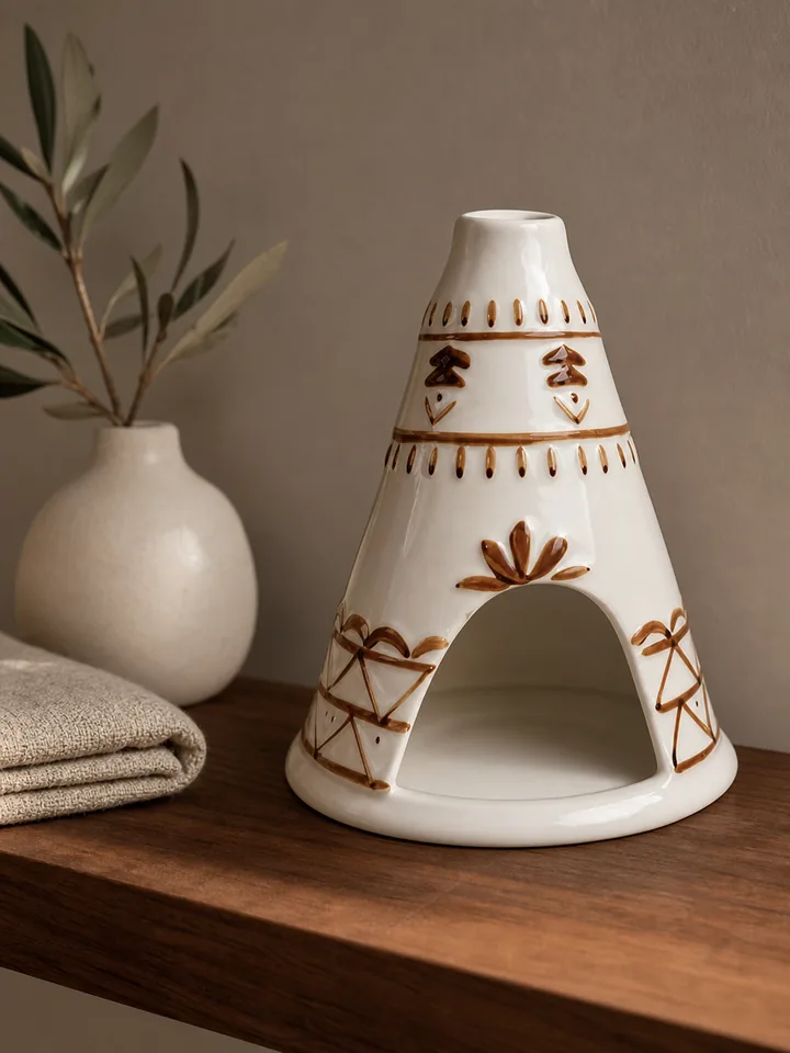 White Ceramic Chimney Palo Santo Holder & Incense Burner styling idea 3