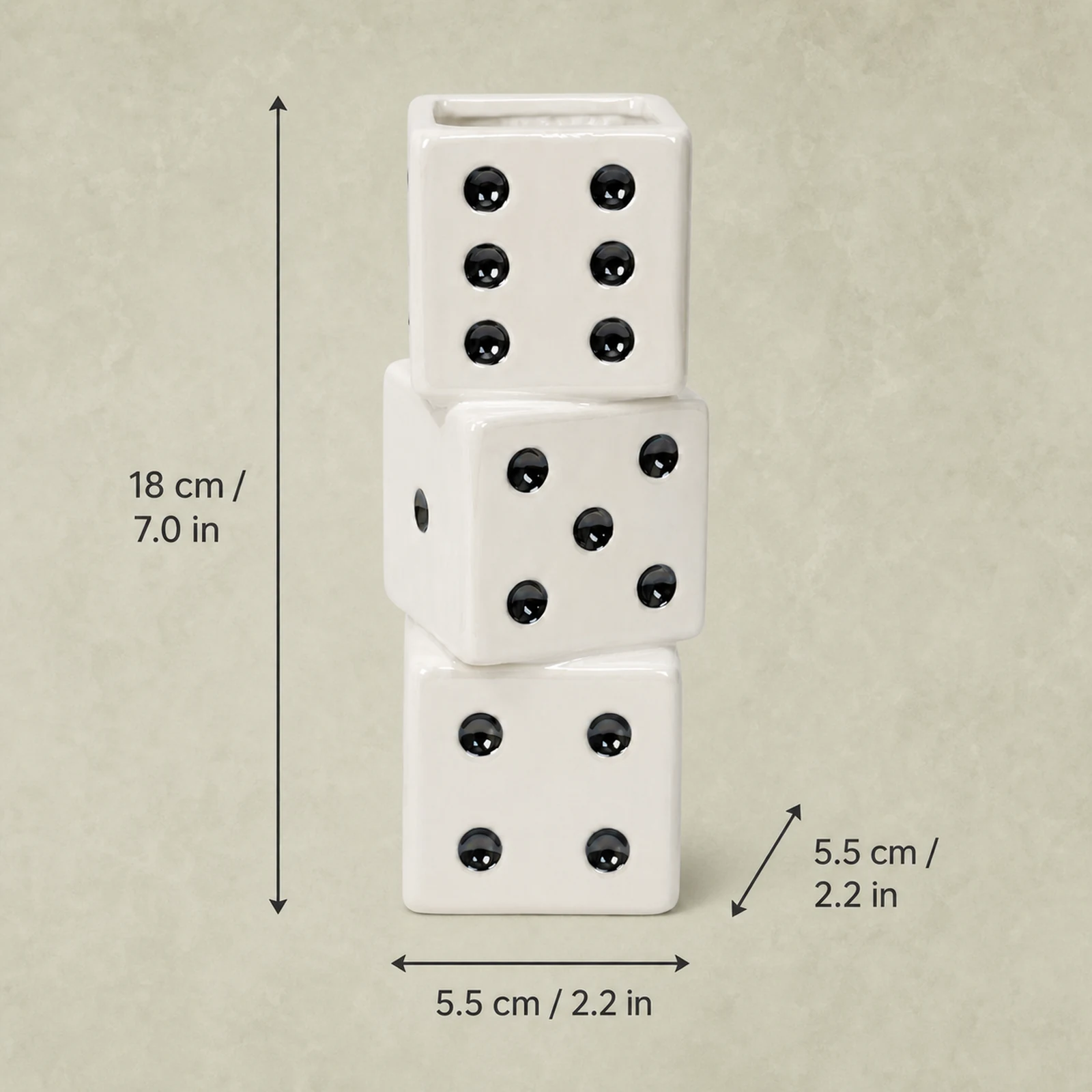Stacked Ceramic Dice Vase – White – image 3