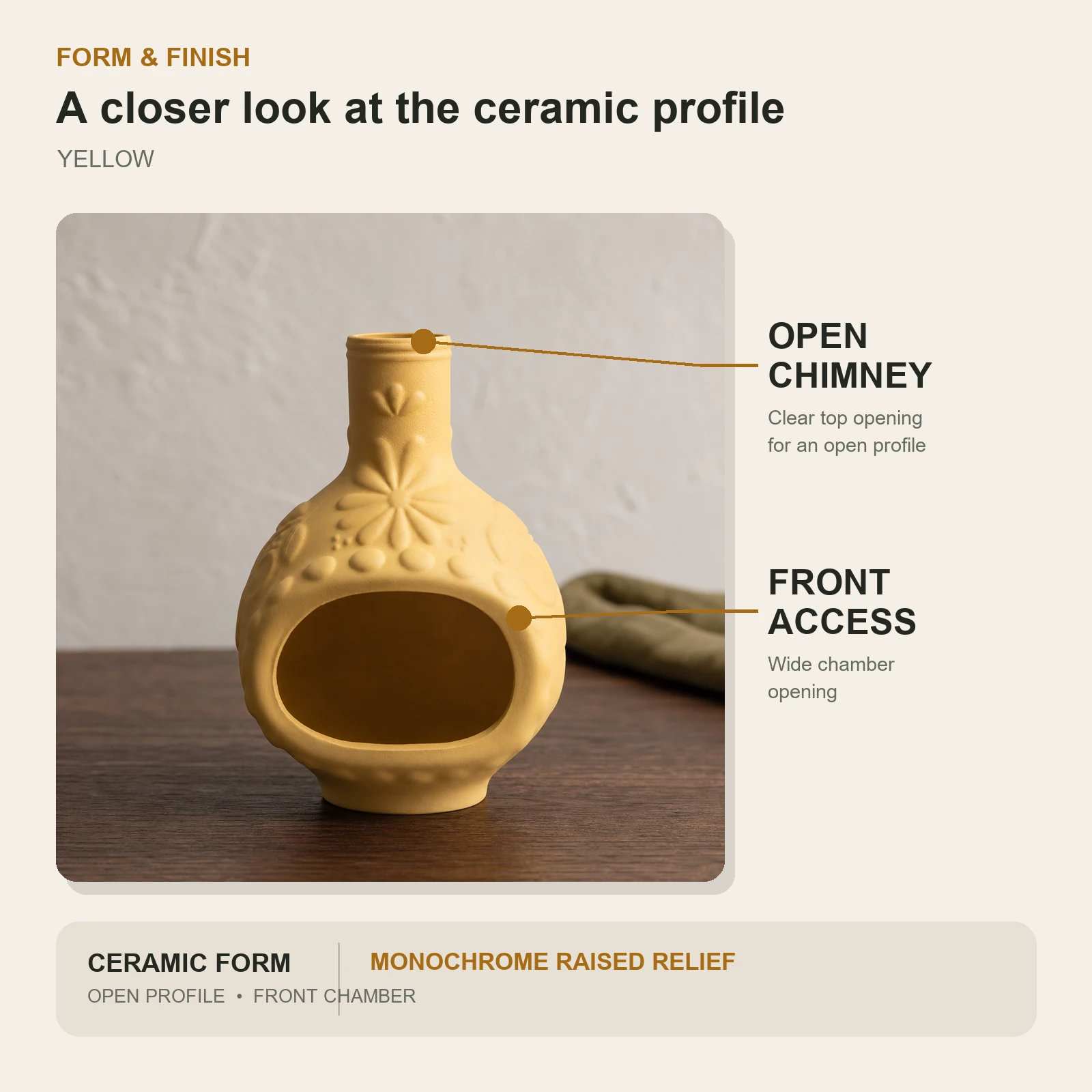 Yellow Jingdezhen ceramic Palo Santo holder image 3