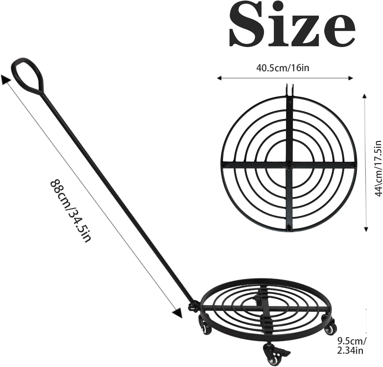 16" Heavy Duty Plant Dolly - 200lb Capacity & Removable Handle-MOUGIGI