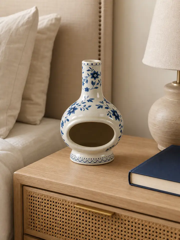 Blue Floral Ceramic Palo Santo Holder & Incense Burner styling idea 4