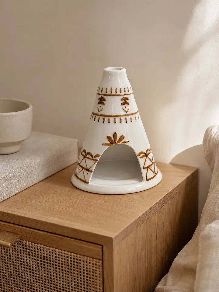 White Ceramic Chimney Palo Santo Holder & Incense Burner styling idea 4