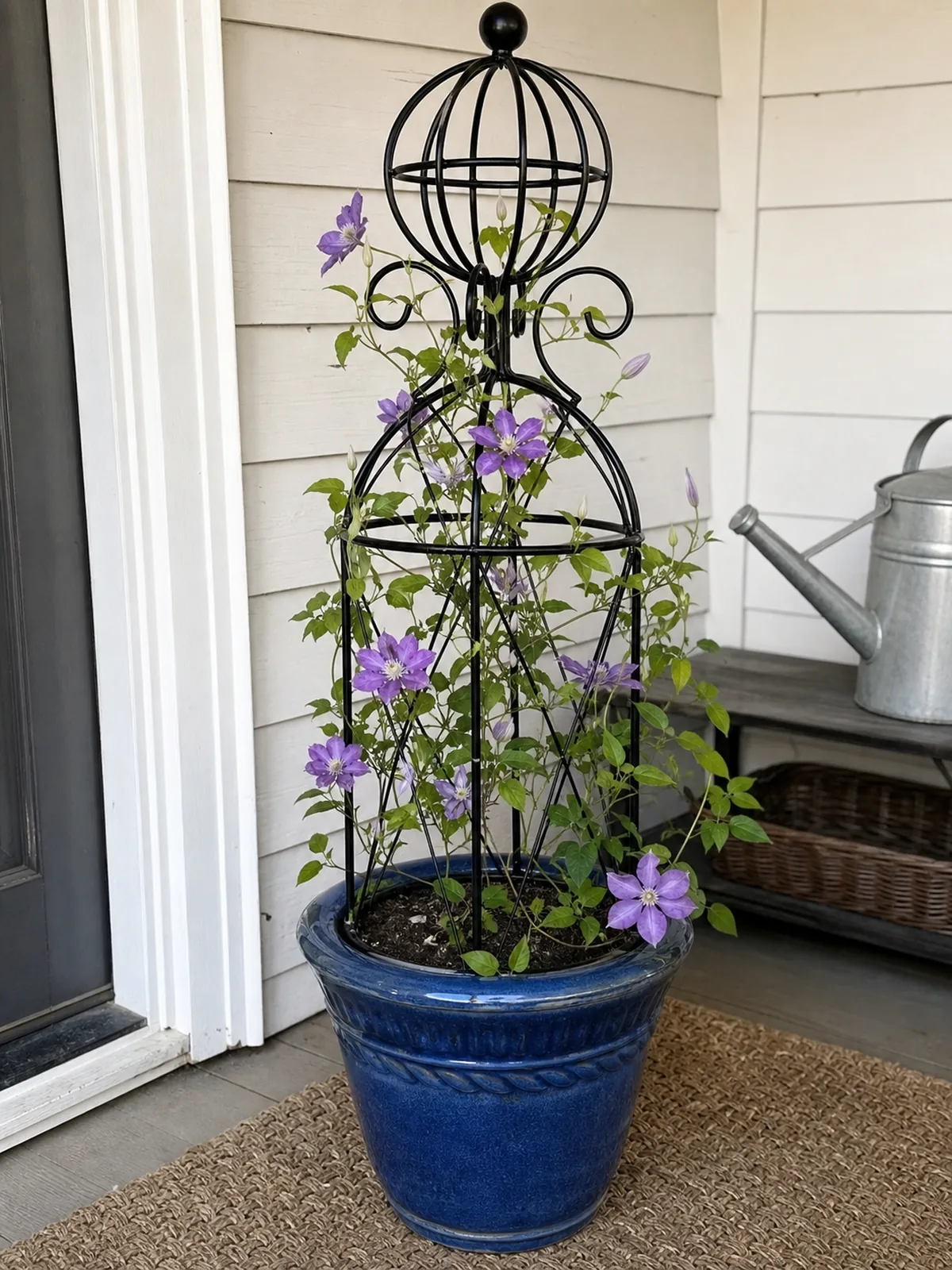 Black Metal Obelisk Trellis for Climbing Plants styling idea 4