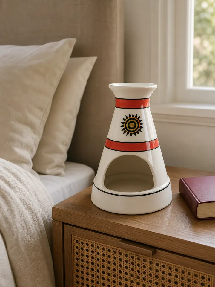 White Ceramic Sun Motif Palo Santo Holder & Incense Burner styling idea 4