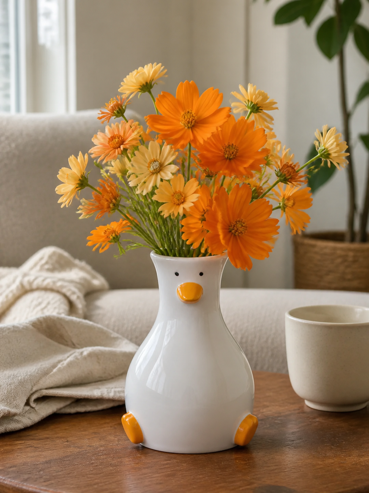 Ceramic Duck Vase with Flower Opening styling idea 4