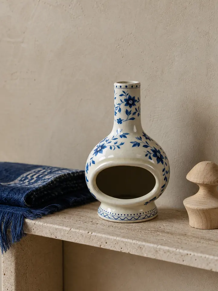 Blue Floral Ceramic Palo Santo Holder & Incense Burner styling idea 5