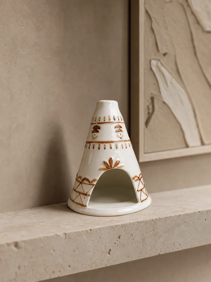 White Ceramic Chimney Palo Santo Holder & Incense Burner styling idea 5