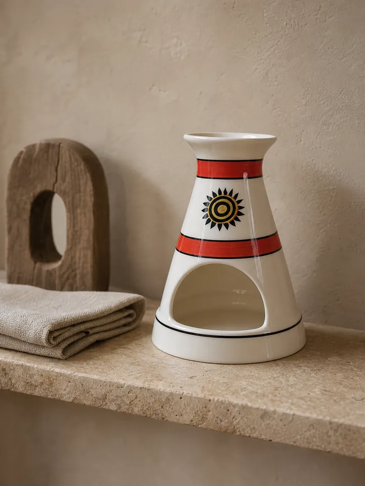White Ceramic Sun Motif Palo Santo Holder & Incense Burner styling idea 5