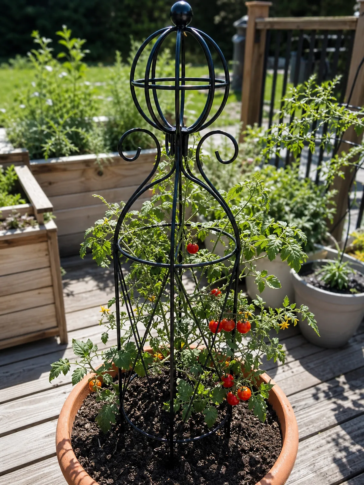 Black Metal Obelisk Trellis for Climbing Plants styling idea 5