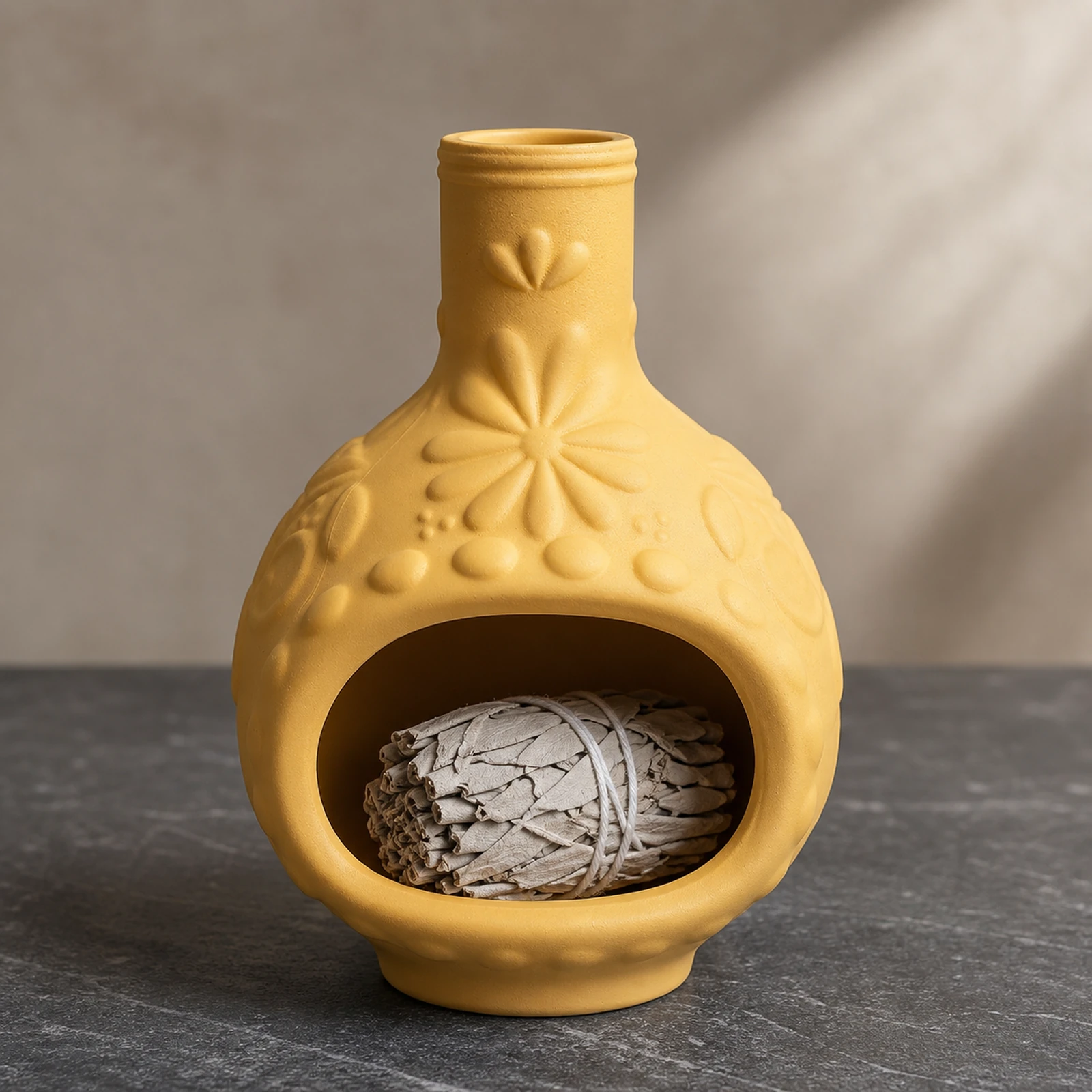 Yellow Jingdezhen ceramic Palo Santo holder image 5