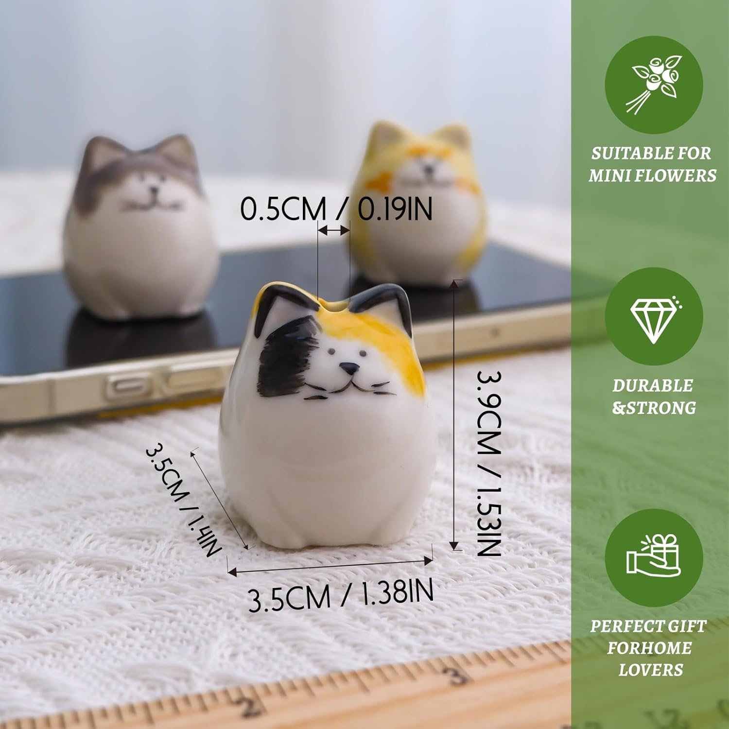 3PCS Cat Bud Vases - Ceramic Mini Flower Vases-MOUGIGI