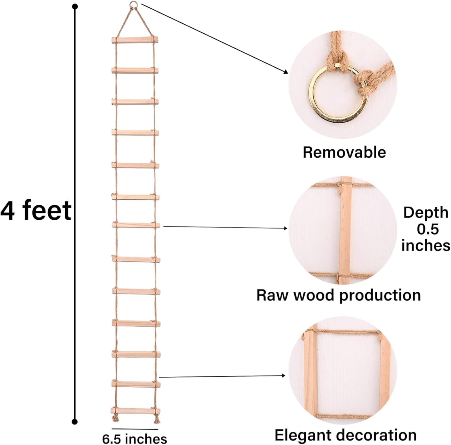 Natural Wood Ladder Trellis for Climbing Plants-MOUGIGI