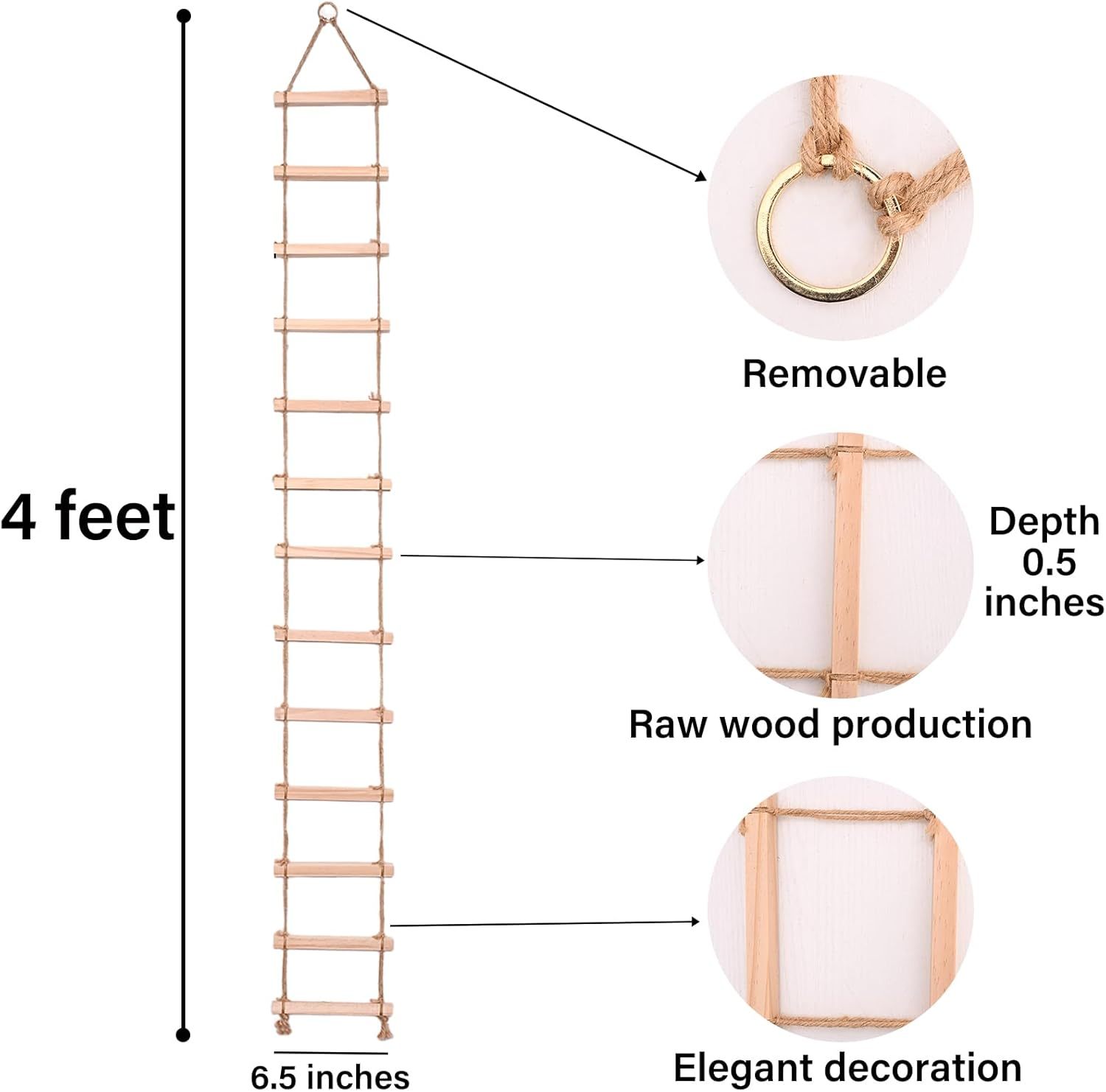 Natural Wood Ladder Trellis for Climbing Plants-MOUGIGI