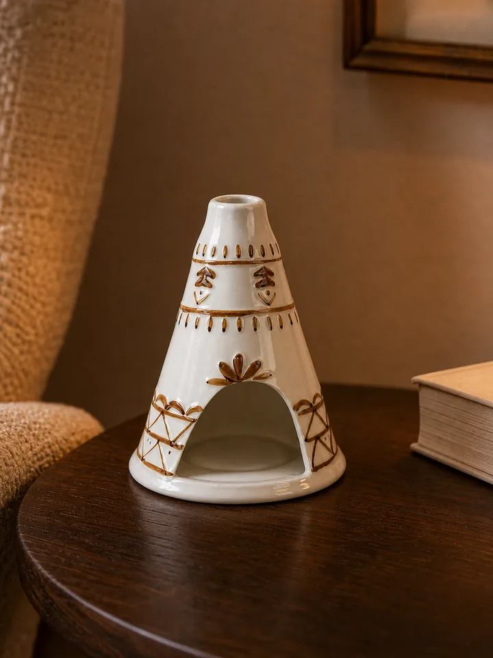 White Ceramic Chimney Palo Santo Holder & Incense Burner styling idea 6