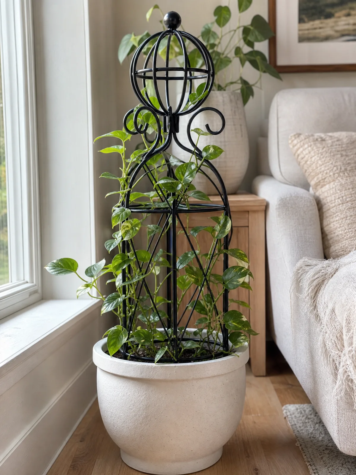 Black Metal Obelisk Trellis for Climbing Plants styling idea 6