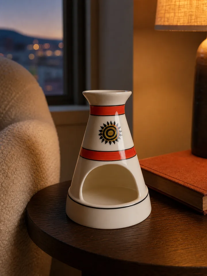 White Ceramic Sun Motif Palo Santo Holder & Incense Burner styling idea 6
