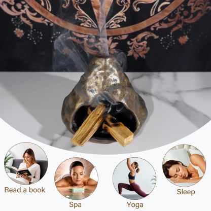 Black Gold Zongzi Incense Burner - Ceramic Palo Santo Holder-MOUGIGI