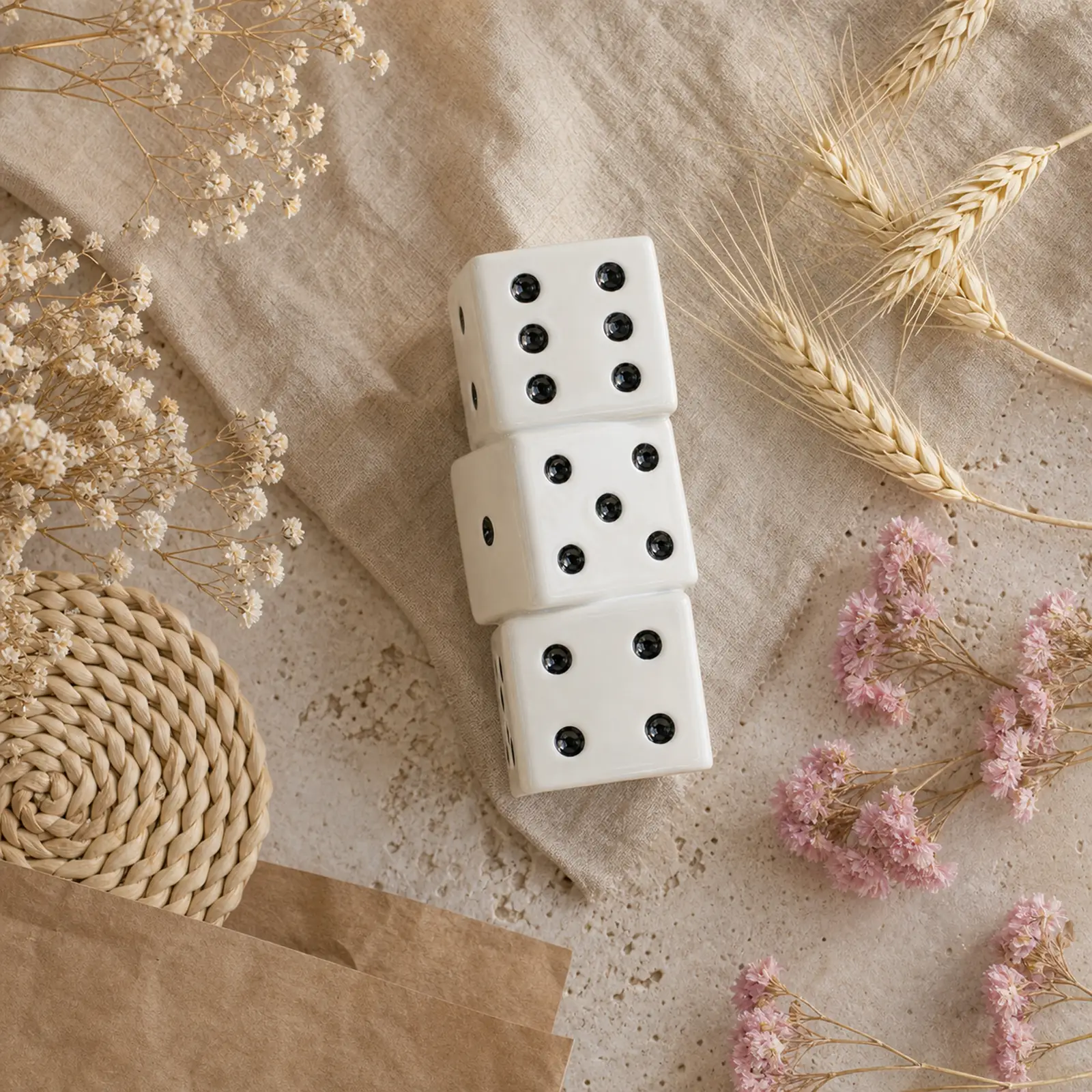 Stacked Ceramic Dice Vase – White – image 7