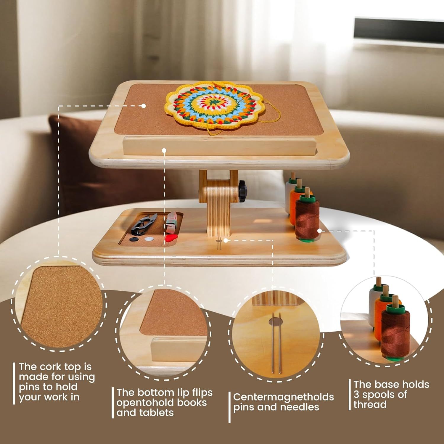 Adjustable Lap Desk for Sewing & Crafts - Portable Folding Table-MOUGIGI