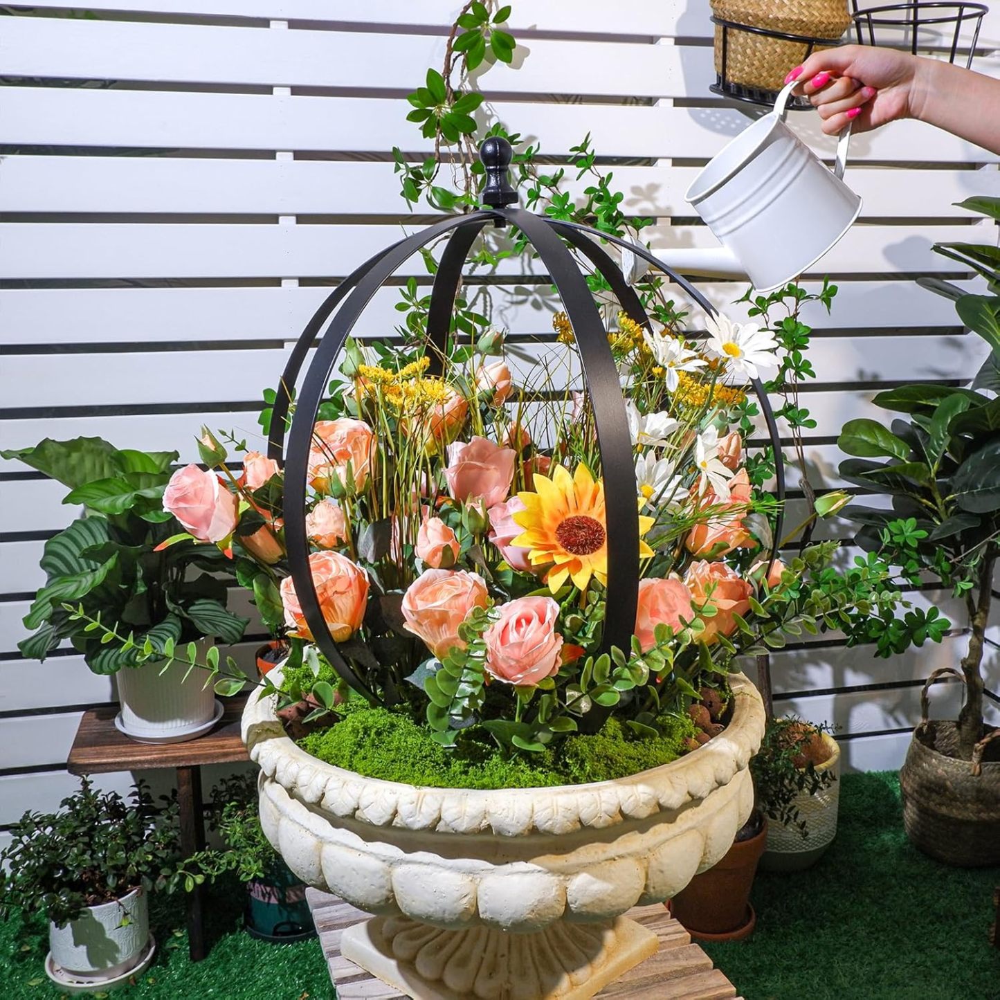 18x22in Round Metal Trellis for Climbing Plants-MOUGIGI