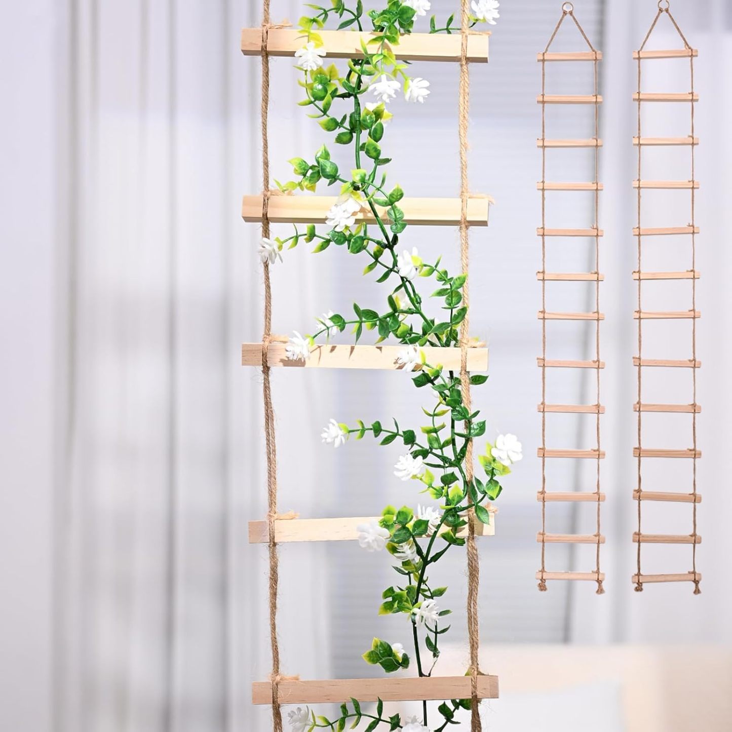 Natural Wood Ladder Trellis for Climbing Plants