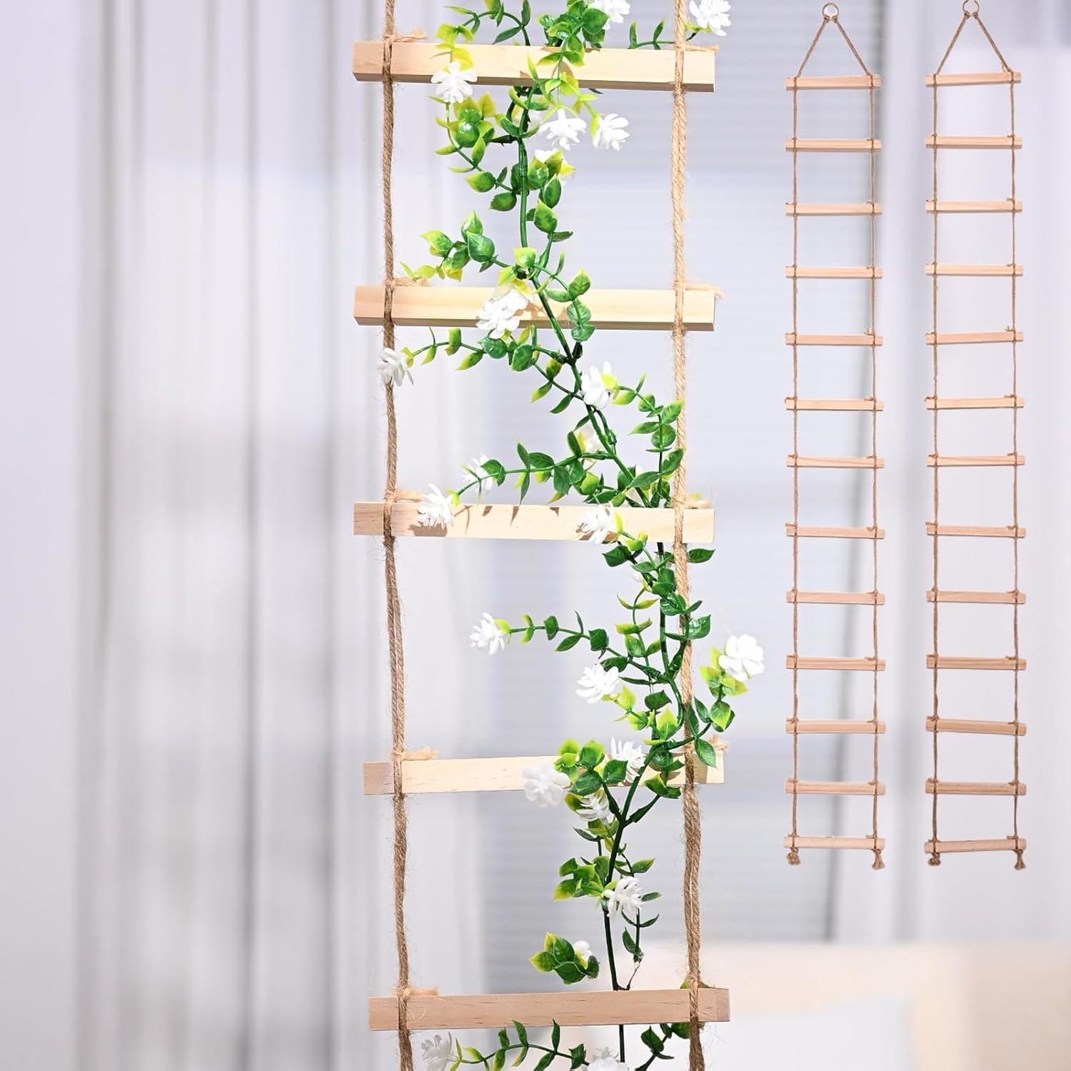Natural Wood Ladder Trellis for Climbing Plants