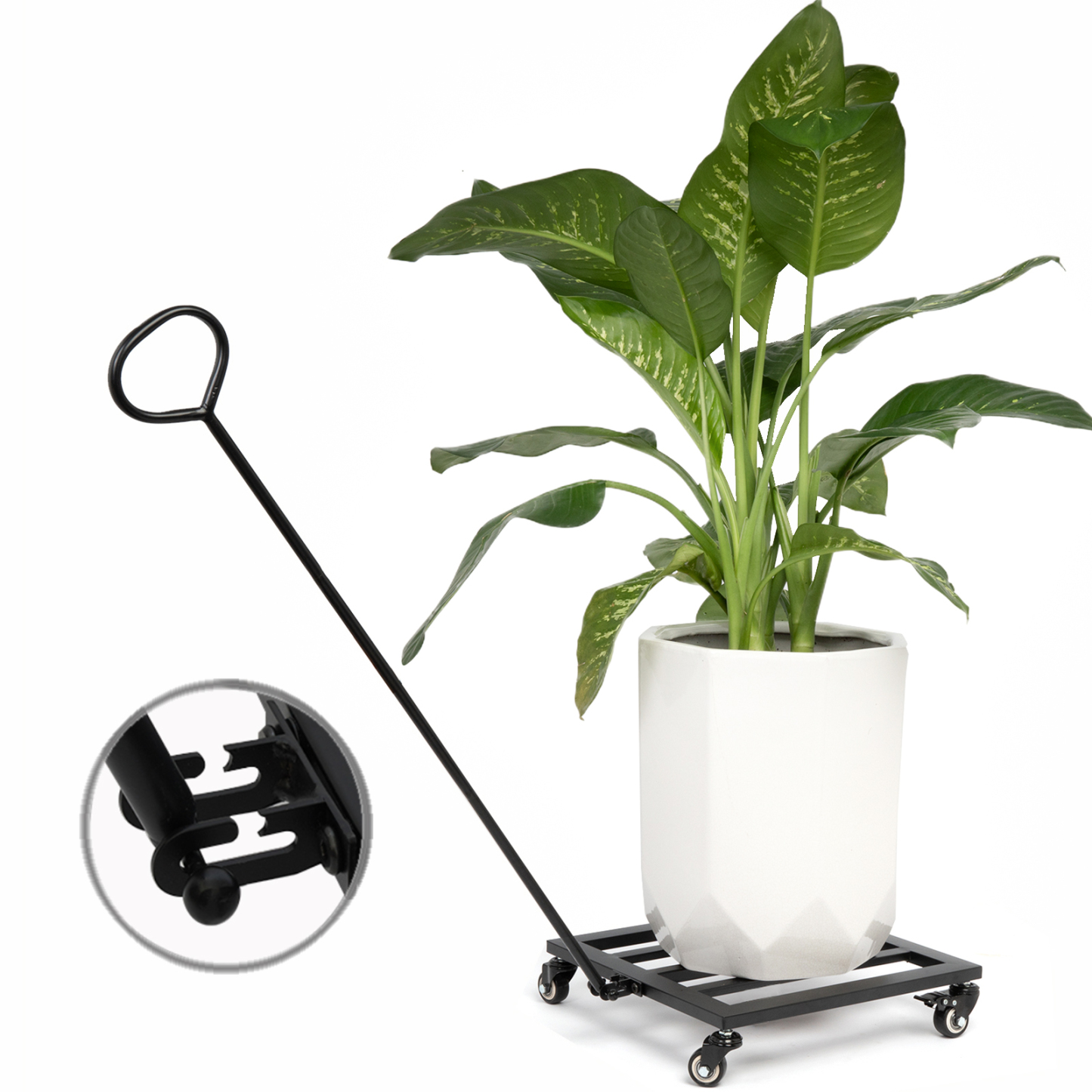 Heavy Duty Square Plant Dolly - 200LB Capacity & Removable Handle