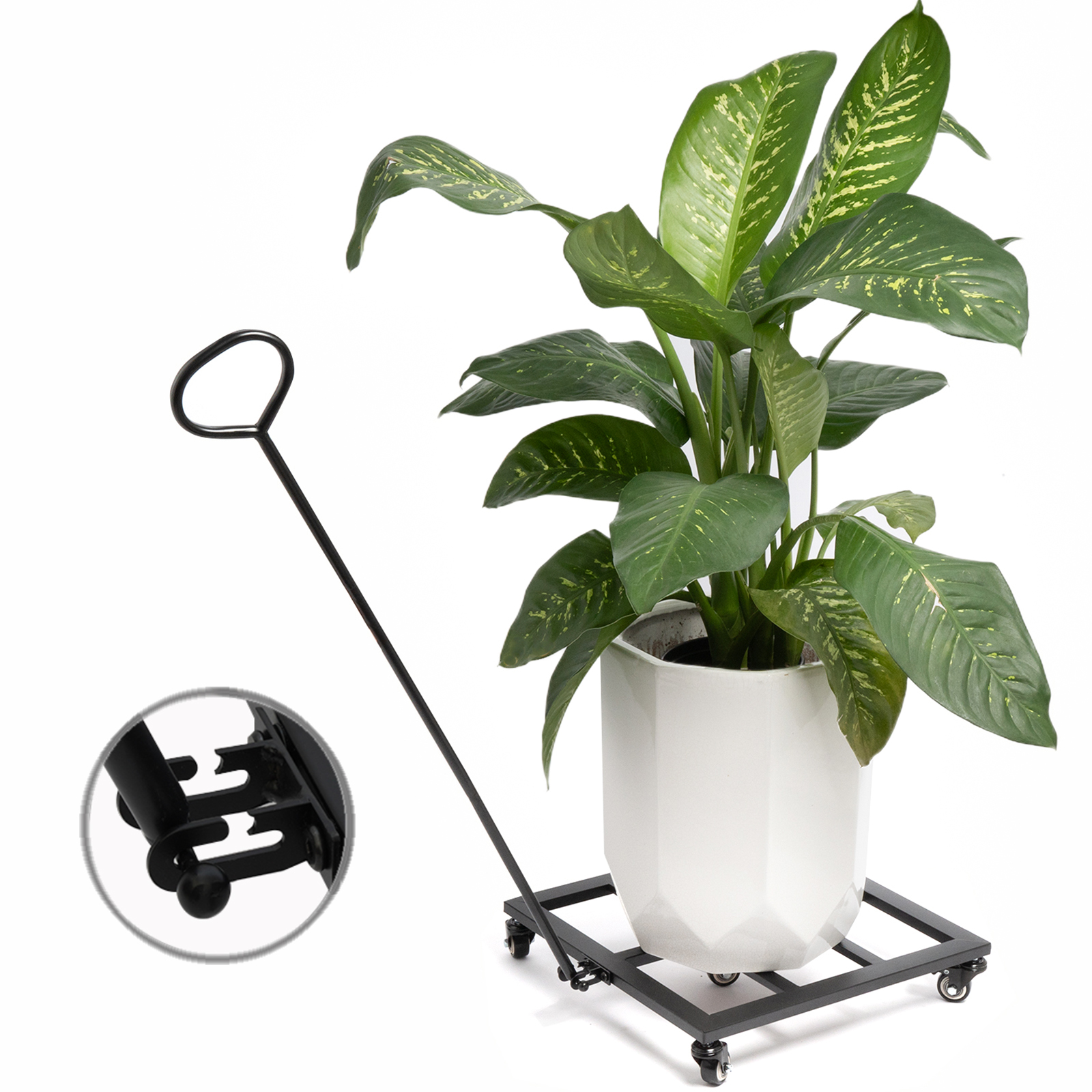 Heavy Duty Square Plant Dolly - 200LB Capacity & Removable Handle