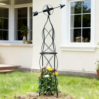 41in Metal Obelisk Trellis with Arrow Top