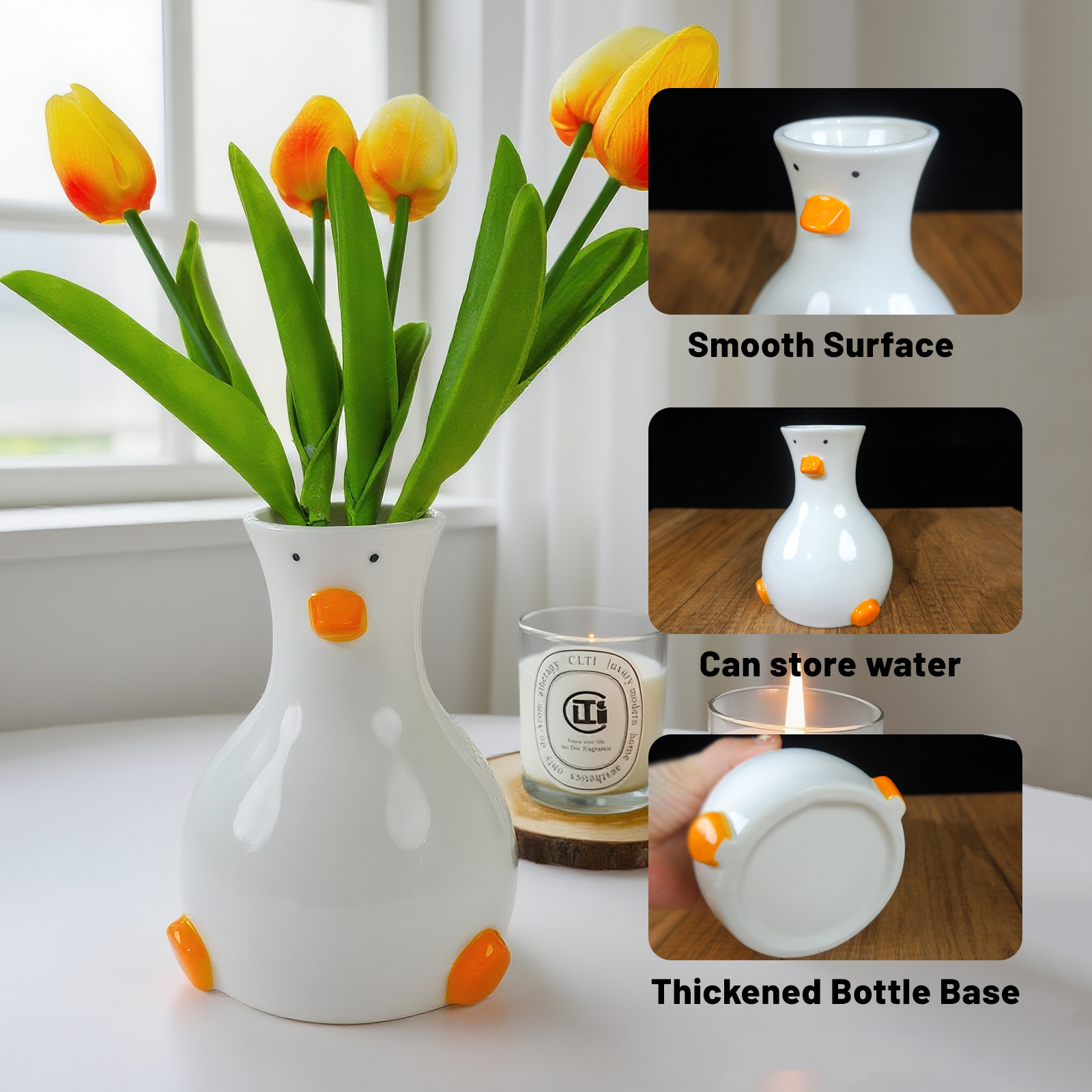 Handcrafted Duck Vase - Ceramic Art Piece & Pen Holder