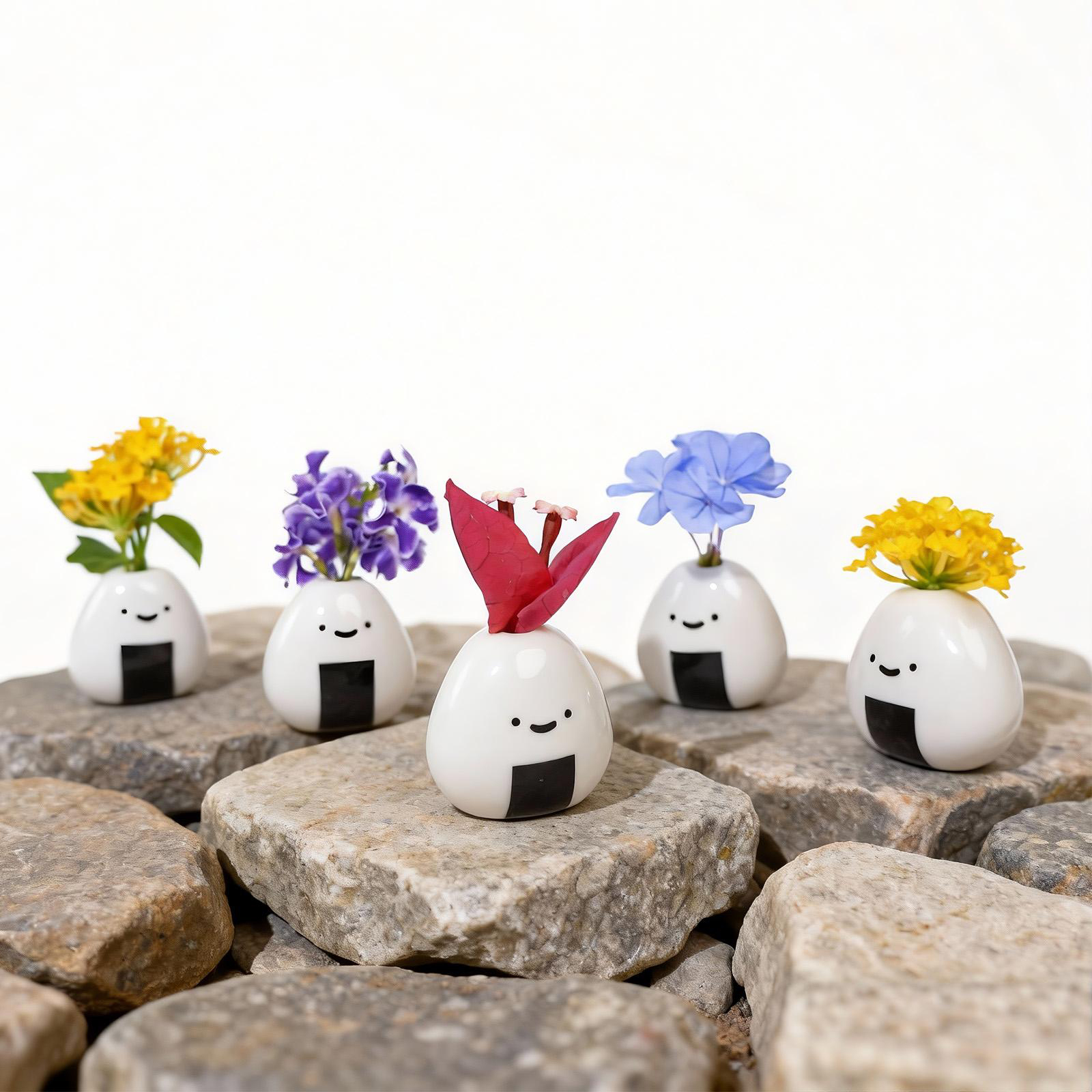 5-Pack Onigiri Ceramic Vases - Handmade Japanese Bud Vases