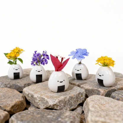 5-Pack Onigiri Ceramic Vases - Handmade Japanese Bud Vases