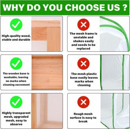 15.7" Monarch Butterfly Habitat Cage - Wood Frame Mesh Enclosure-MOUGIGI