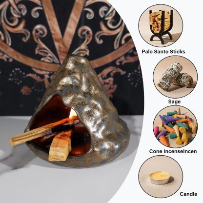 Black Gold Zongzi Incense Burner - Ceramic Palo Santo Holder-MOUGIGI