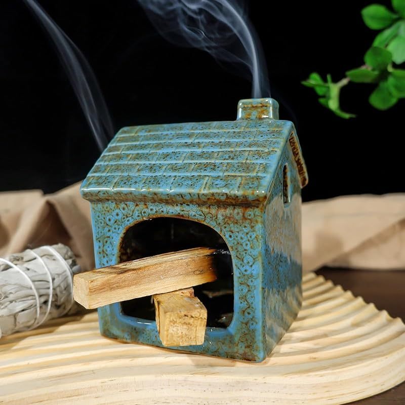 Brown House Ceramic Incense Burner for Palo Santo & Sage-MOUGIGI