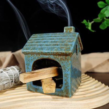 Brown House Ceramic Incense Burner for Palo Santo & Sage-MOUGIGI