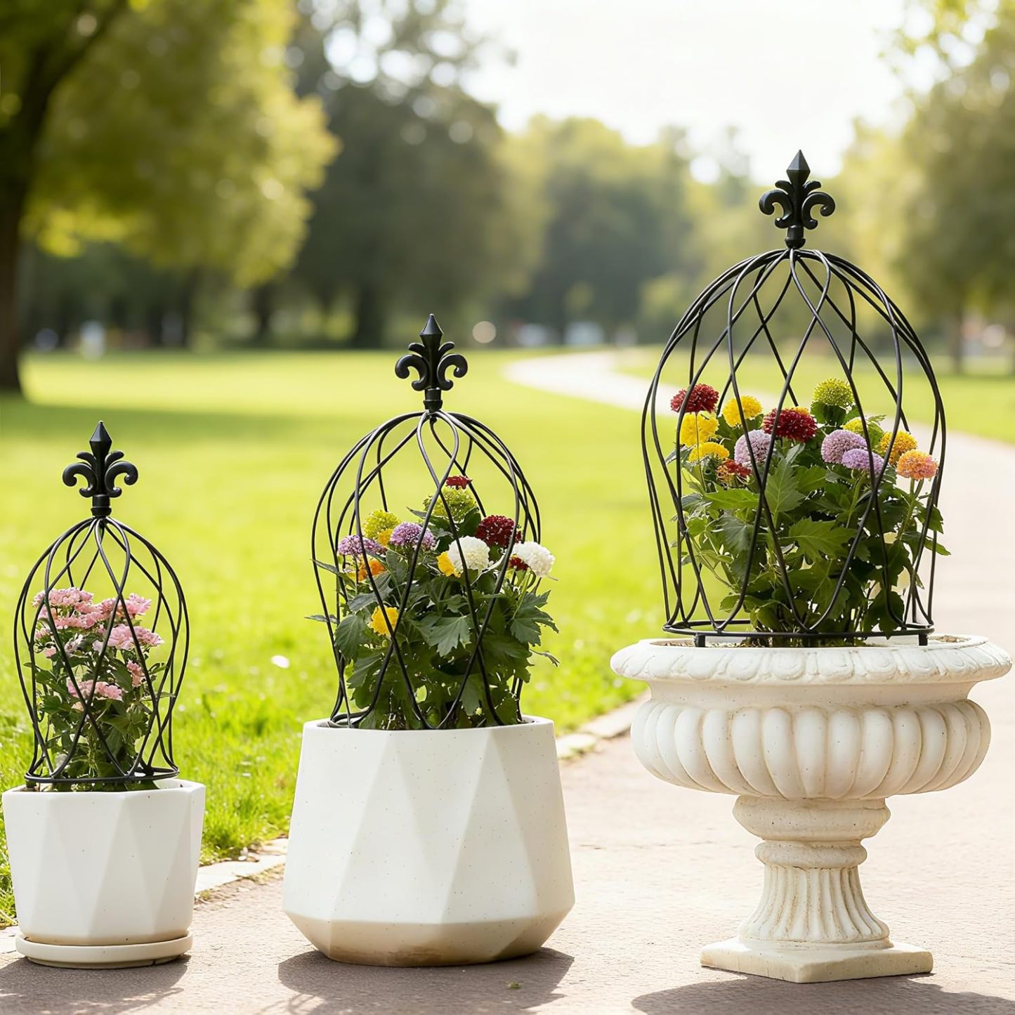 3-Piece Metal Obelisk Trellis Set for Climbing Plants-MOUGIGI