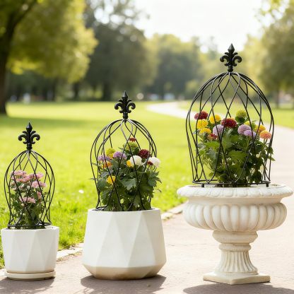 3-Piece Metal Obelisk Trellis Set for Climbing Plants-MOUGIGI
