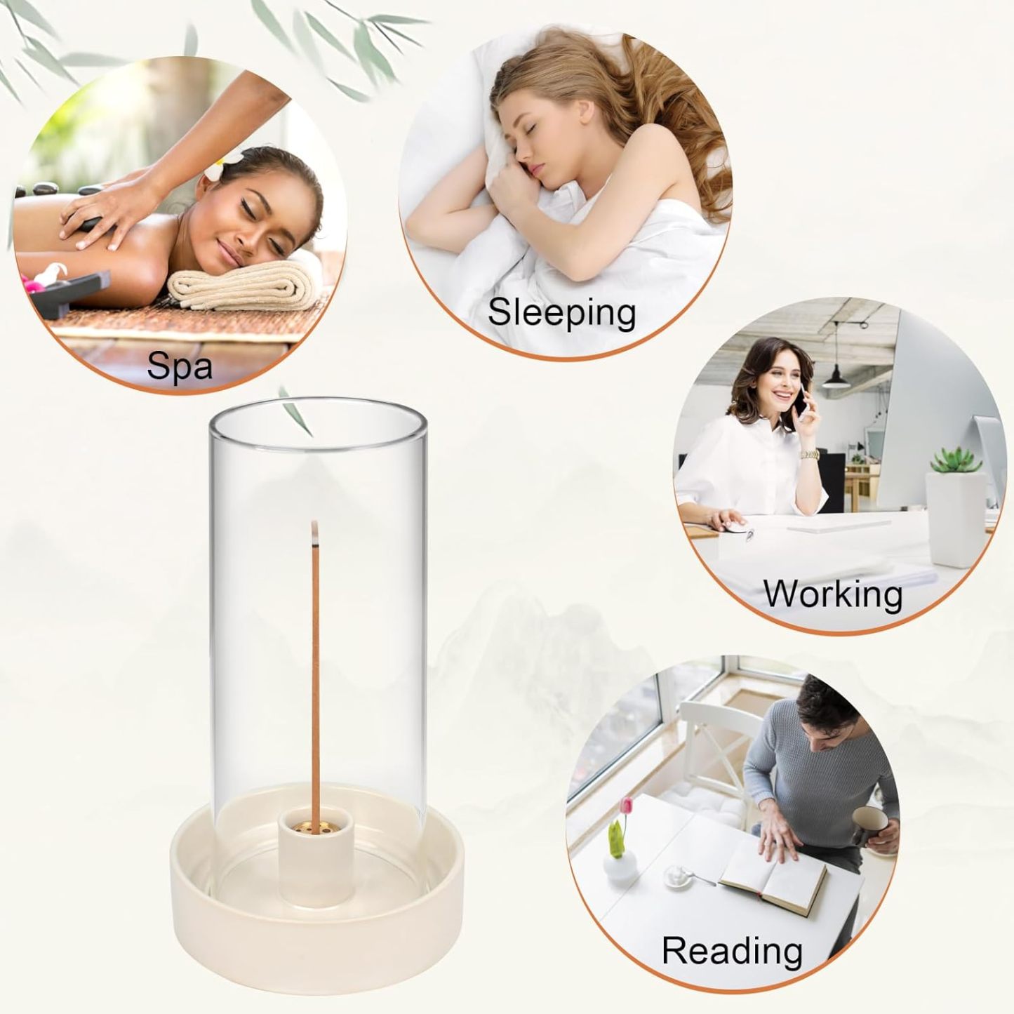 9-Hole Ceramic Incense Burner with Removable Glass Cover-MOUGIGI