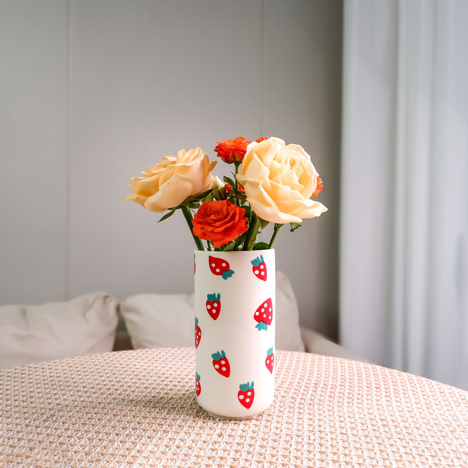 Strawberry Ceramic Vase - Whimsical Floral Centerpiece-MOUGIGI