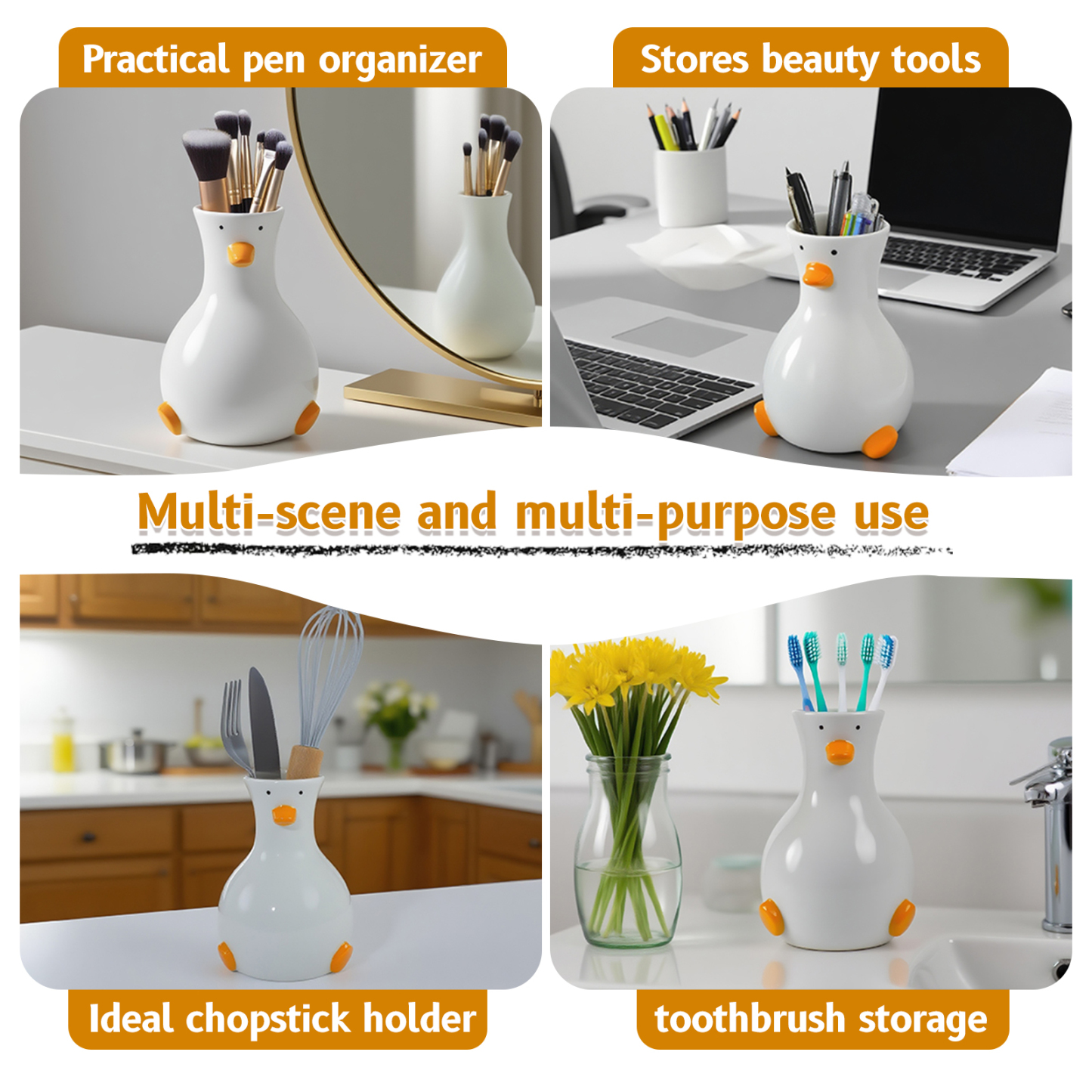 Handcrafted Duck Vase - Ceramic Art Piece & Pen Holder