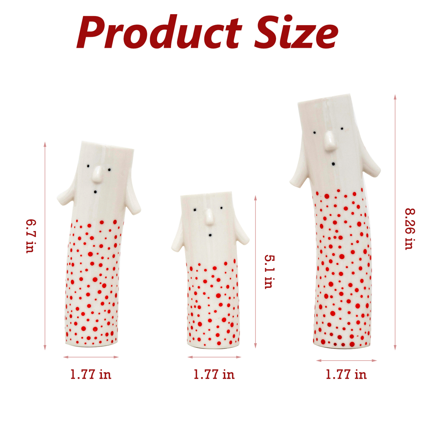 Set of 3 Family Face Vases - Whimsical Ceramic Bud Vase Set 