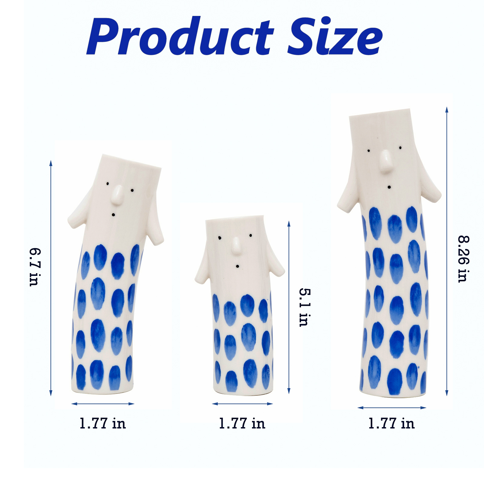 Set of 3 Family Face Vases - Whimsical Ceramic Bud Vase Set 