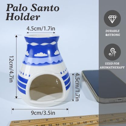 Hopi Blue Ceramic Palo Santo Holder - Spiritual Incense Burner -MOUGIGI
