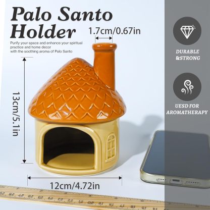 Yellow House Ceramic Palo Santo Burner - Mini Chiminea Incense Holder-MOUGIGI