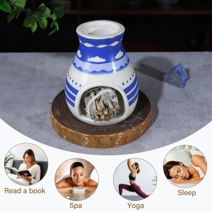 Hopi Blue Ceramic Palo Santo Holder - Spiritual Incense Burner -MOUGIGI