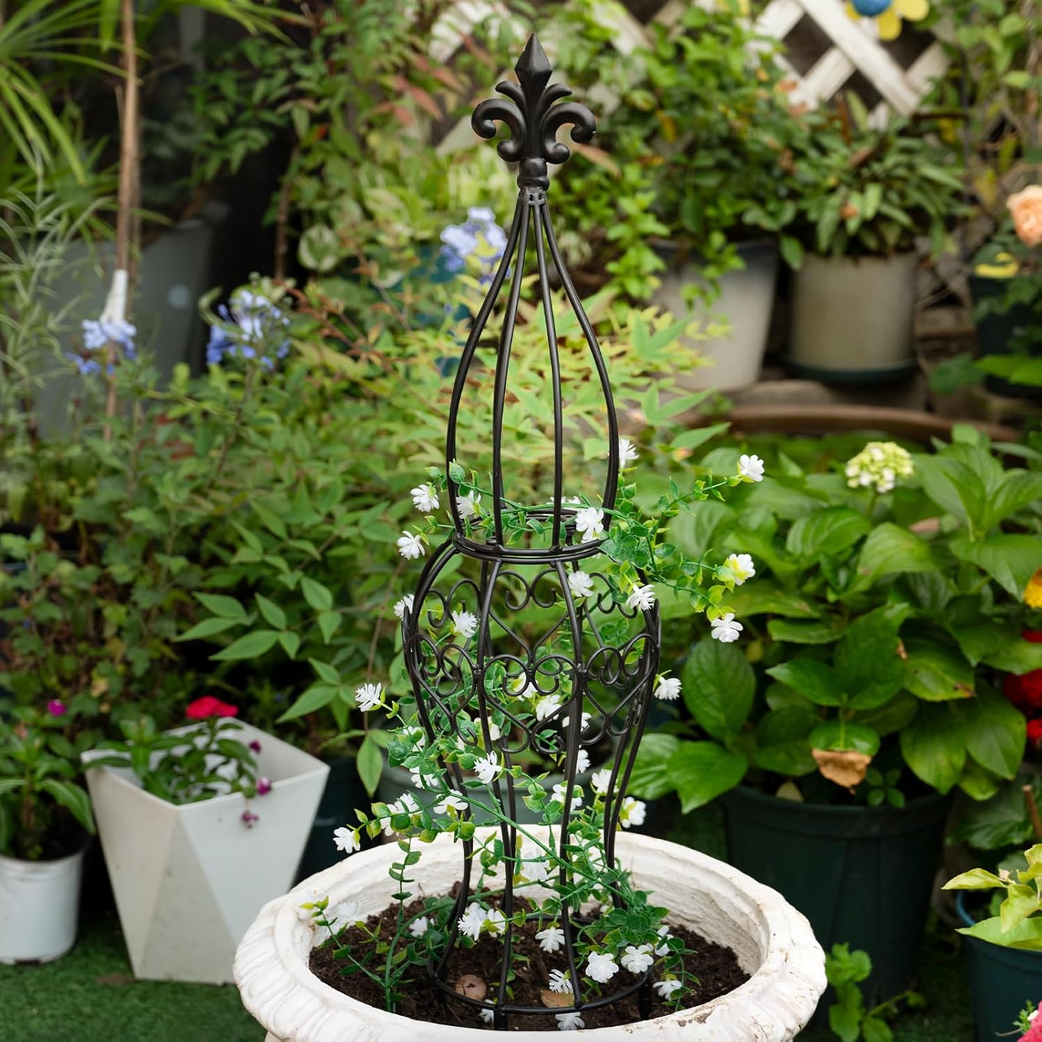29.5in Metal Obelisk Trellis for Climbing Vines & Roses-MOUGIGI